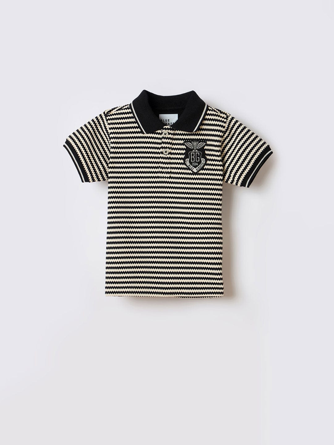 Blue Giraffe Boys Black Striped Polo Tshirt