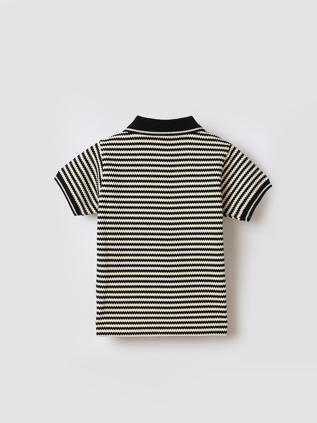 Blue Giraffe Boys Black Striped Polo Tshirt
