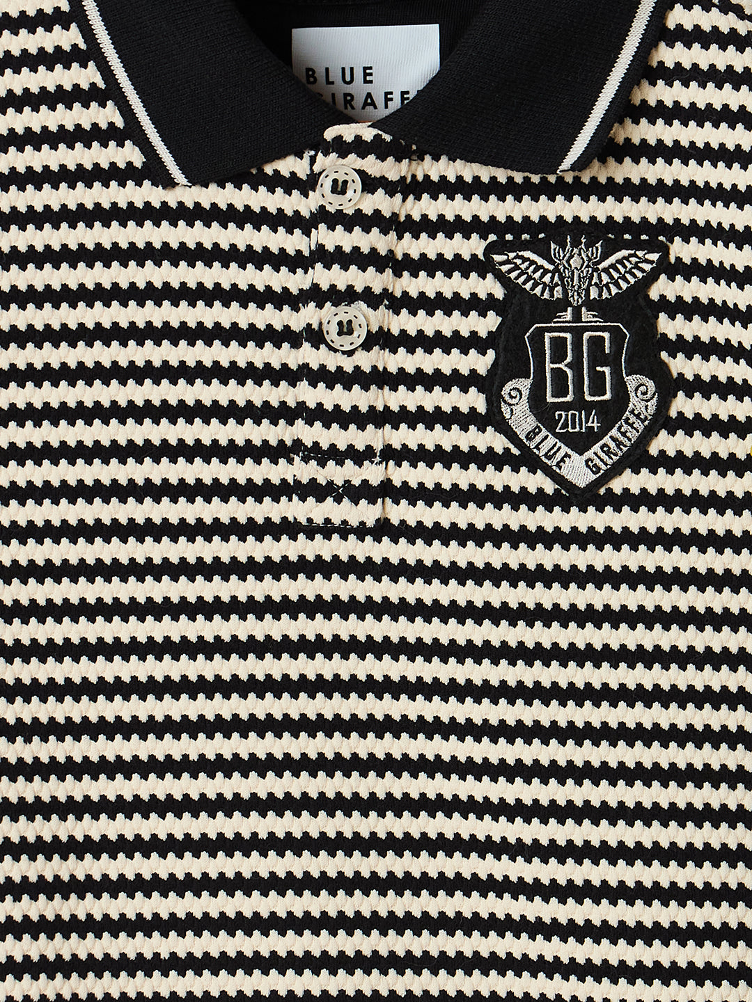 Blue Giraffe Boys Black Striped Polo Tshirt