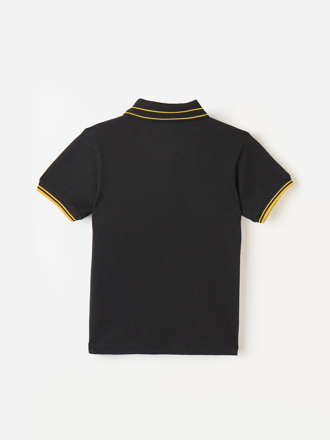 Blue Giraffe Boys Black Solid Polo Tshirt