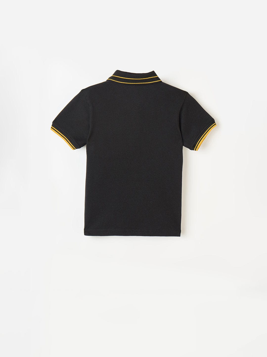 Blue Giraffe Boys Black Solid Polo Tshirt