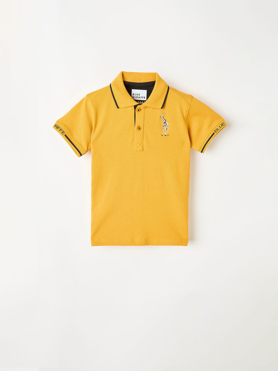 Blue Giraffe Boys Yellow Solid Polo Tshirt