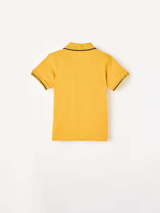Blue Giraffe Boys Yellow Solid Polo Tshirt