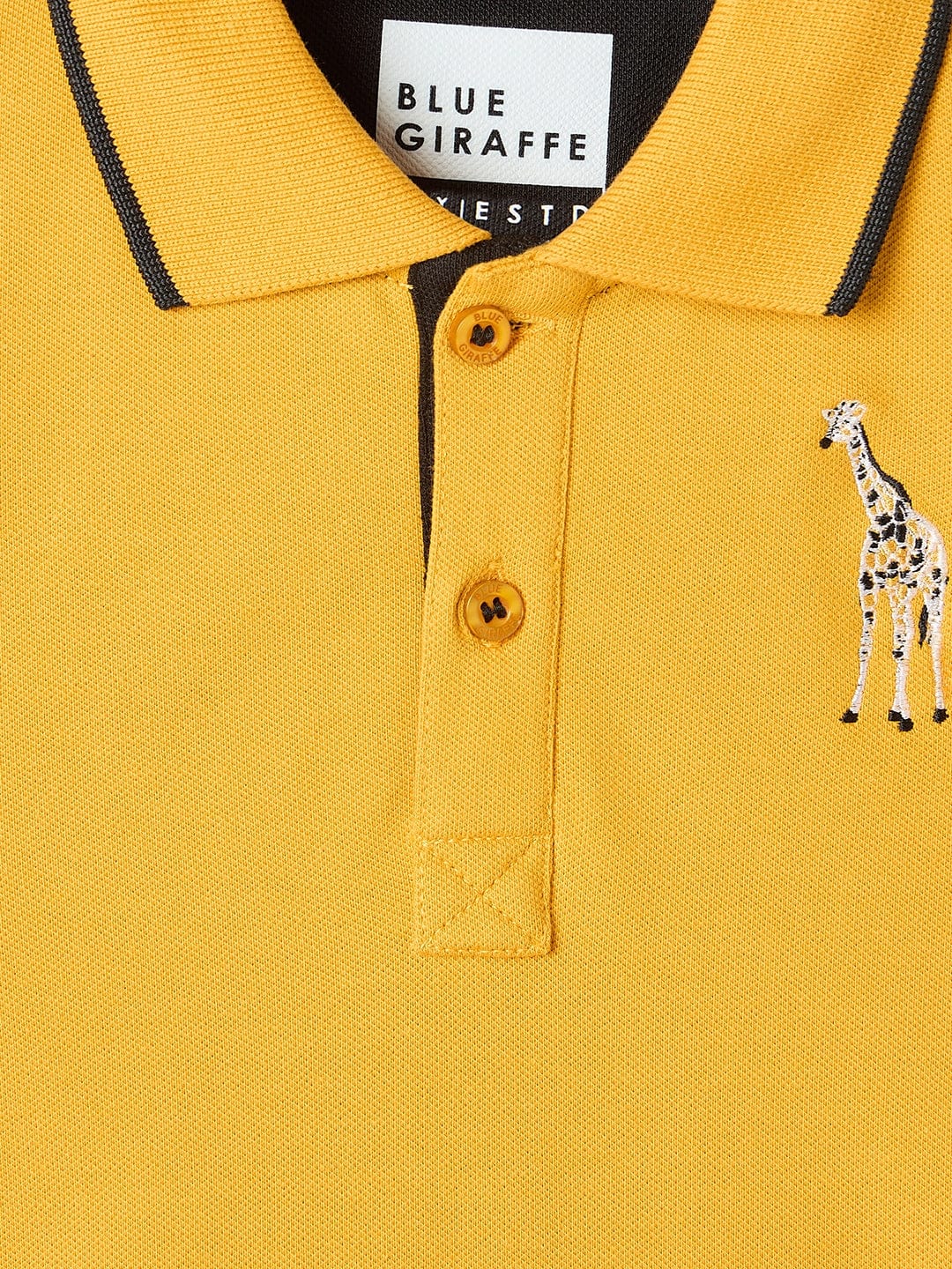 Blue Giraffe Boys Yellow Solid Polo Tshirt