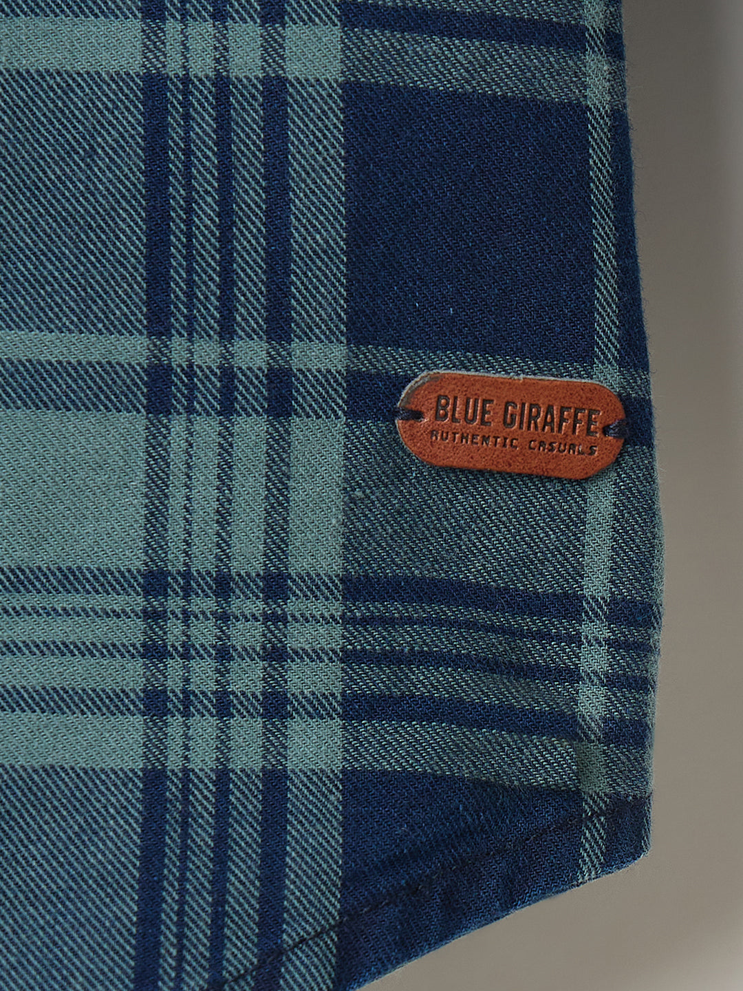 Blue Giraffe Boys Yellow Checks Collar Shirt