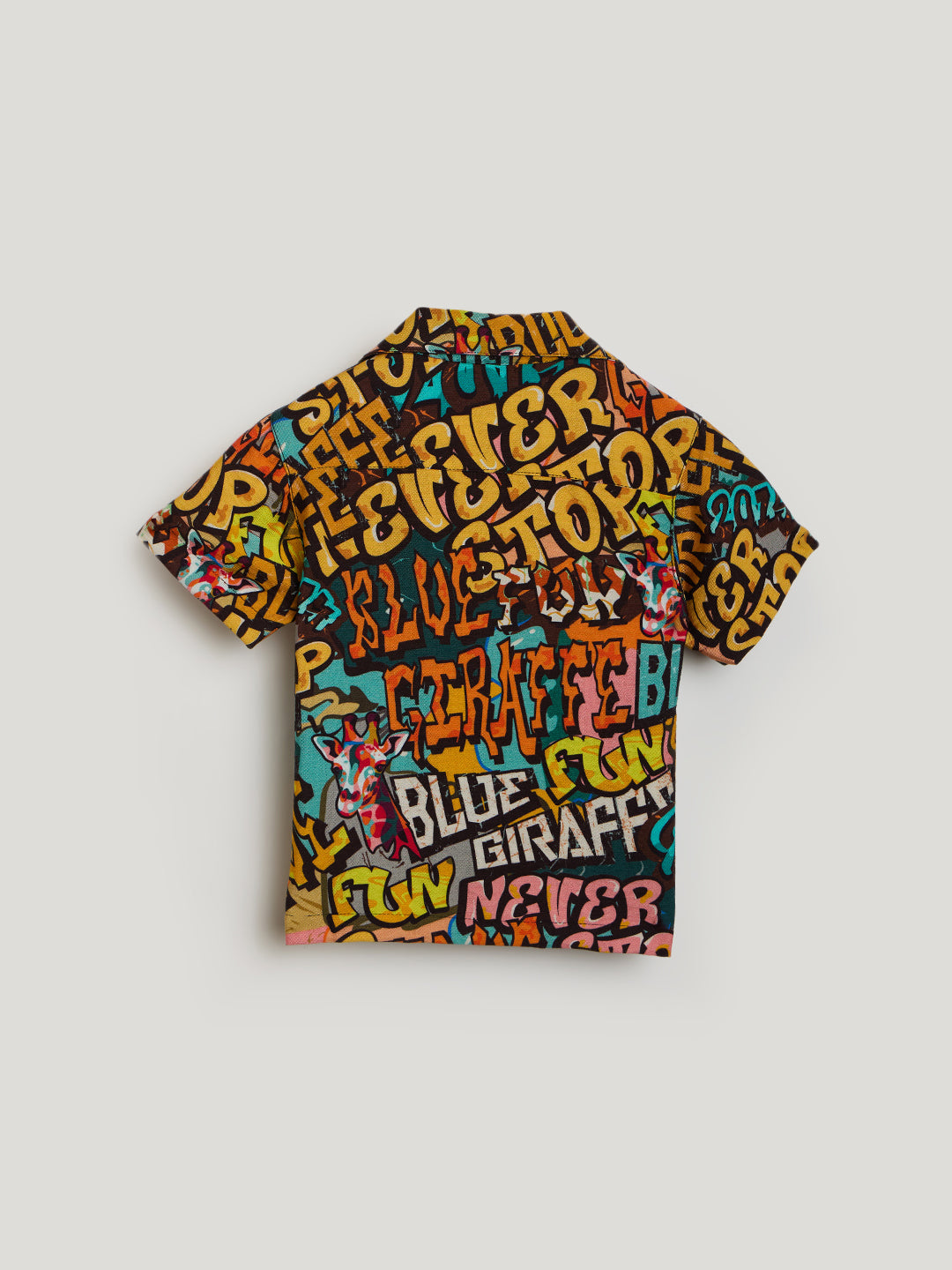 Blue Giraffe Boys Multicolor Printed Lapel Collar Shirt
