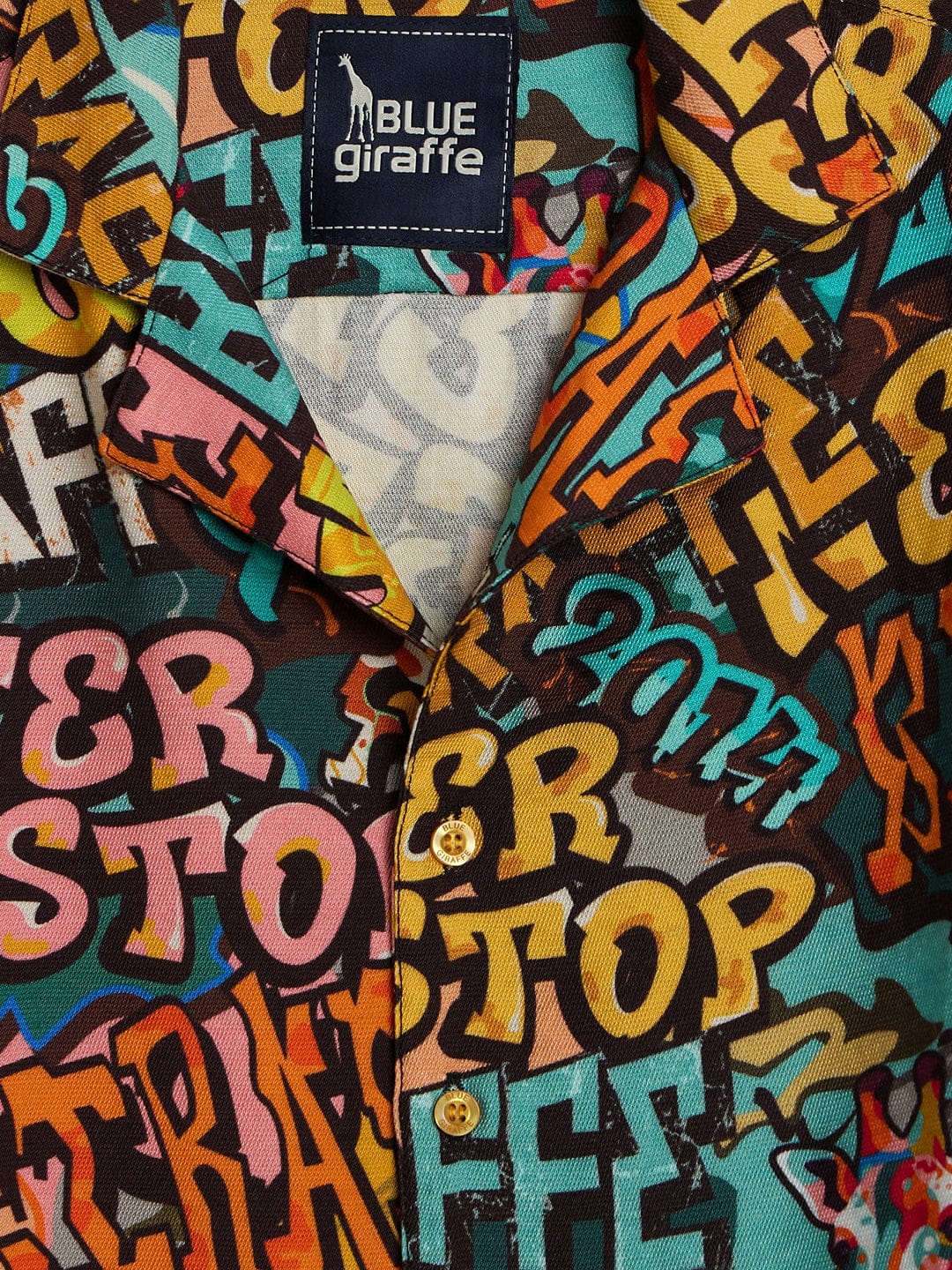 Blue Giraffe Boys Multicolor Printed Lapel Collar Shirt