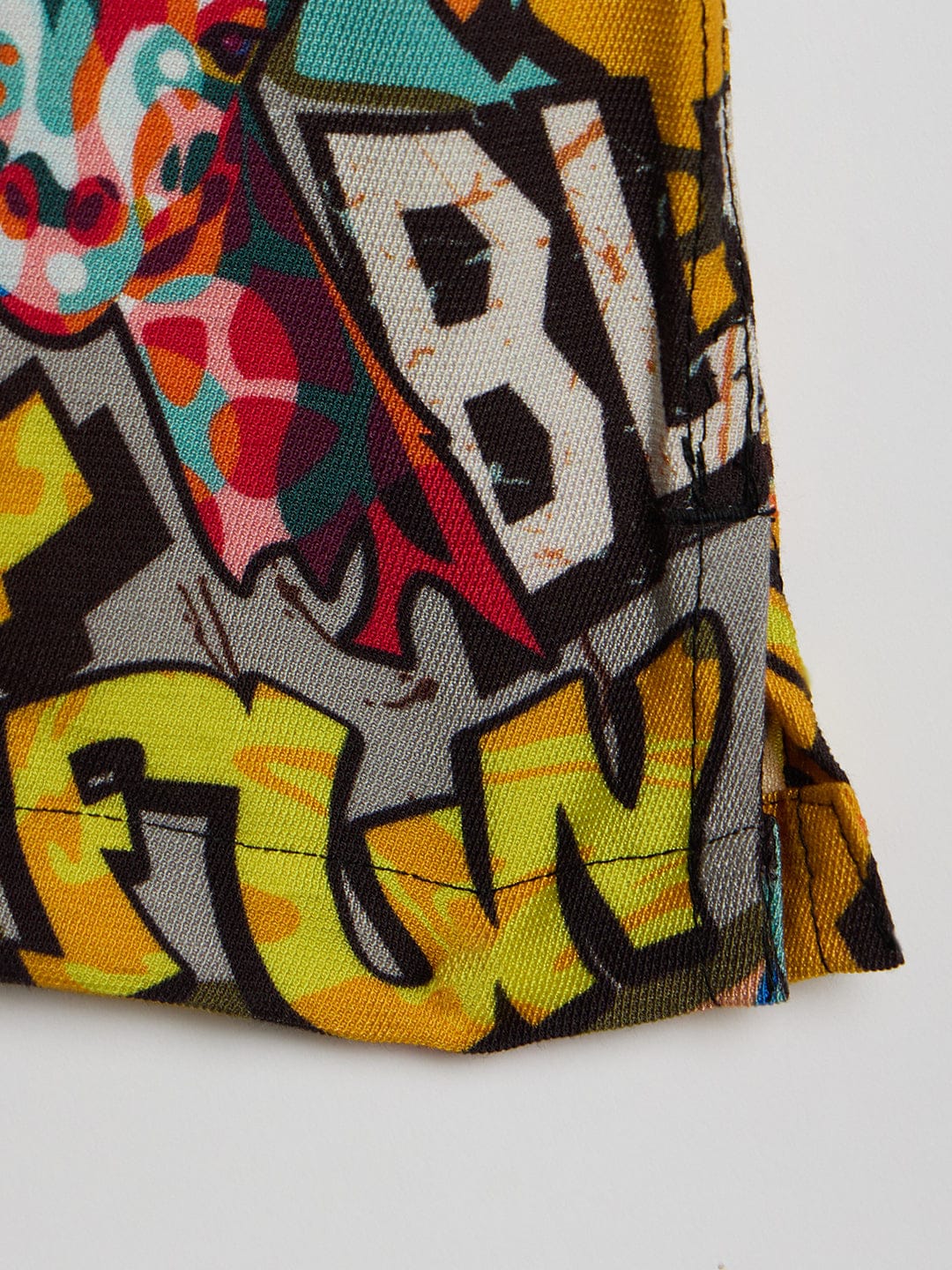 Blue Giraffe Boys Multicolor Printed Lapel Collar Shirt