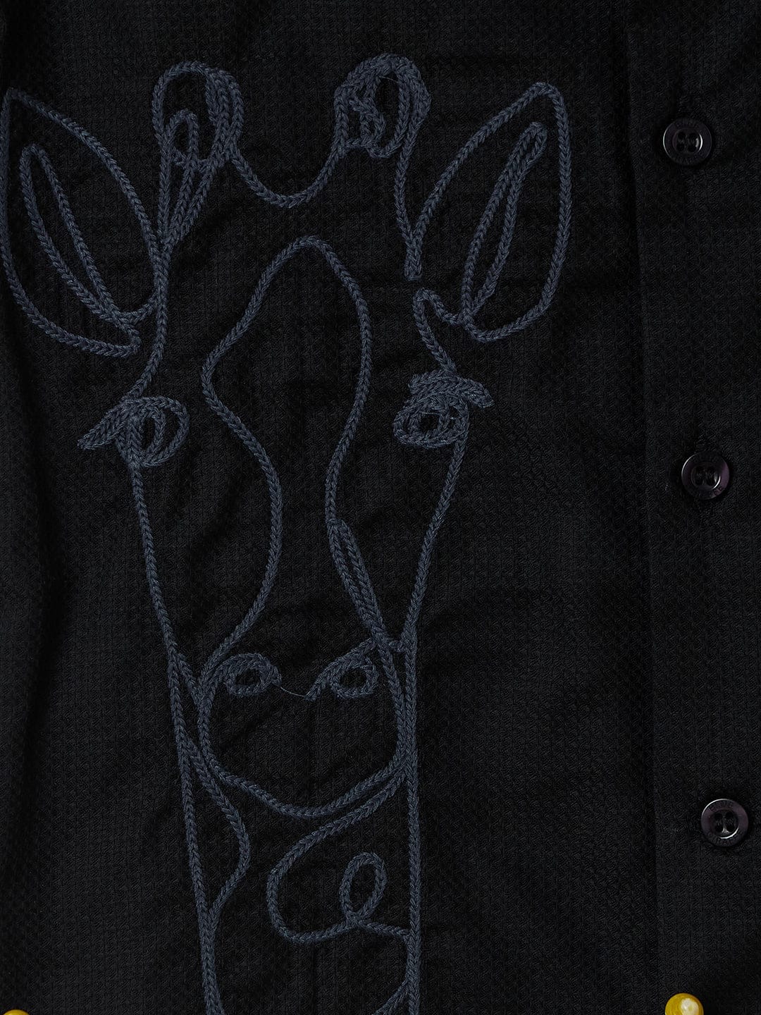 Blue Giraffe Boys Black Embroidered Lapel Collar Shirt