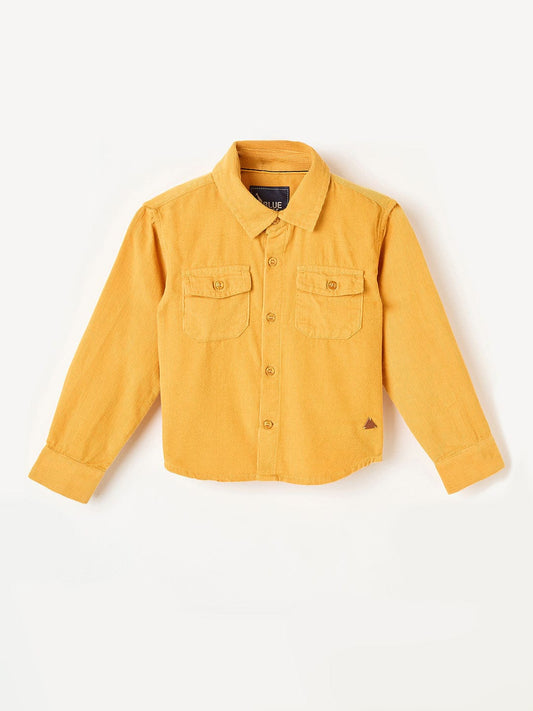 Blue Giraffe Boys Black Checks Lapel Collar Shirt