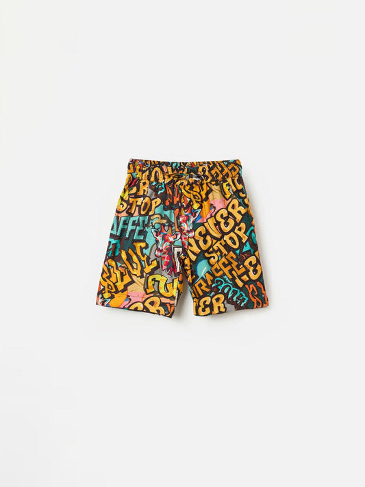 Blue Giraffe Boys Multi Regular Fit Printed Shorts