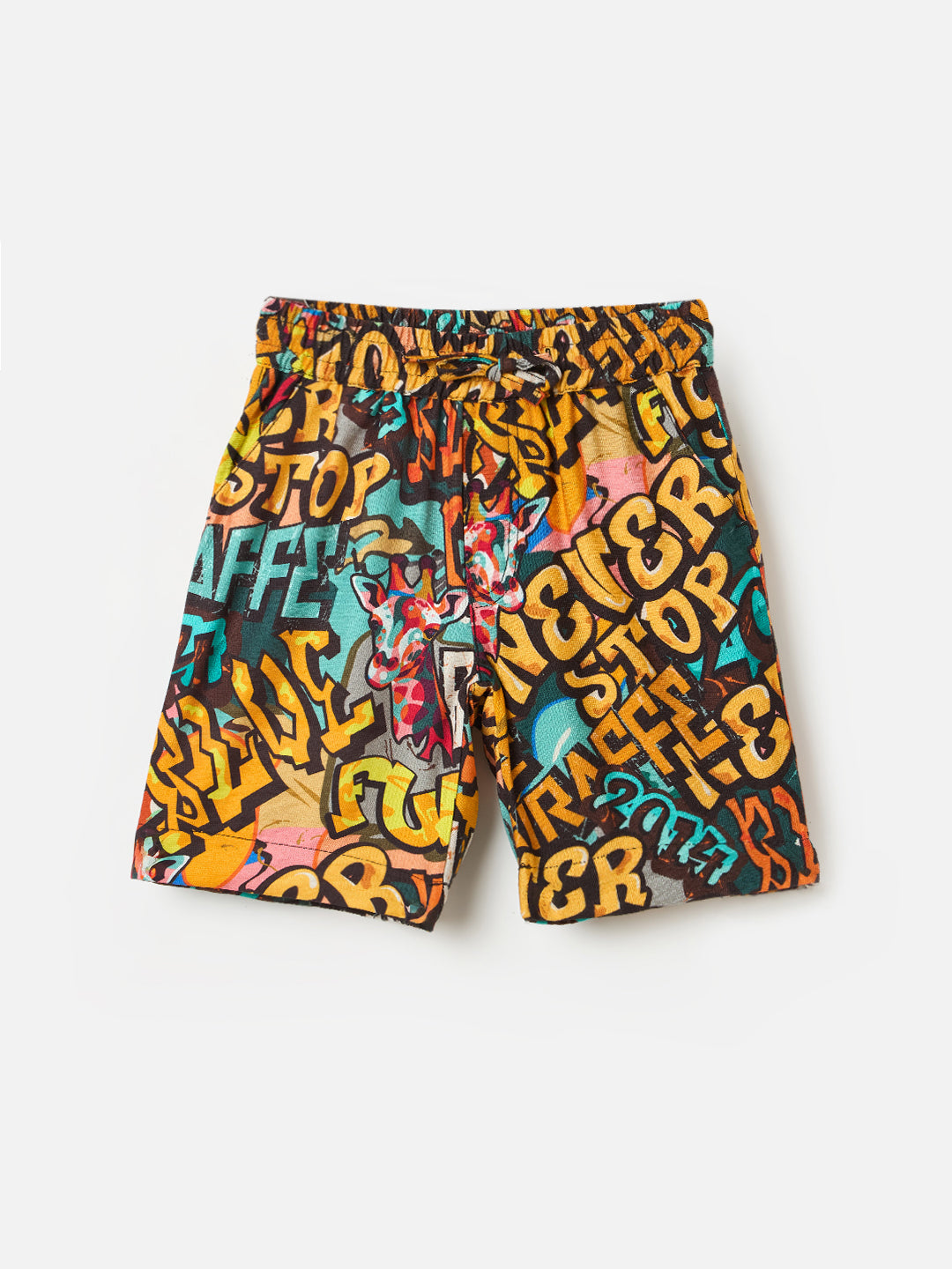 Blue Giraffe Boys Multi Regular Fit Printed Shorts
