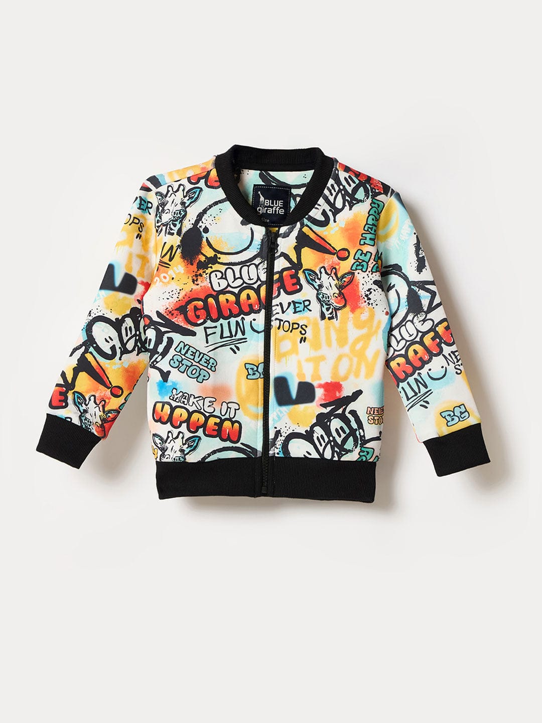 Blue Giraffe Boys Multi Graphic Band Collar Sweatshirt