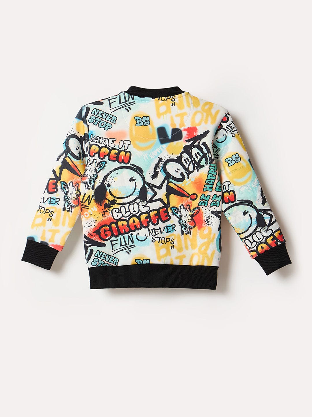Blue Giraffe Boys Multi Graphic Band Collar Sweatshirt