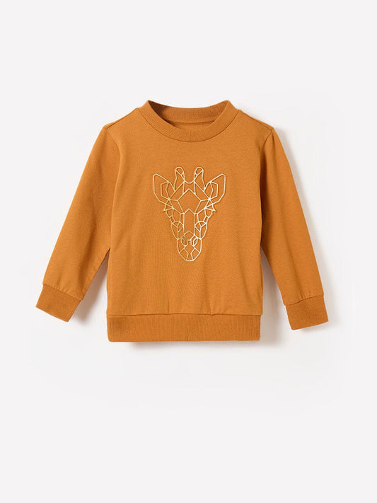 Blue Giraffe Boys Yellow Knitted Round Neck Sweatshirt