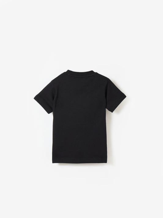 Blue Giraffe Boys Black Graphic Round Neck Tshirt