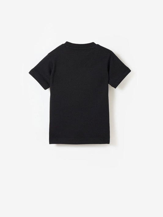 Blue Giraffe Boys Black Graphic Round Neck Tshirt