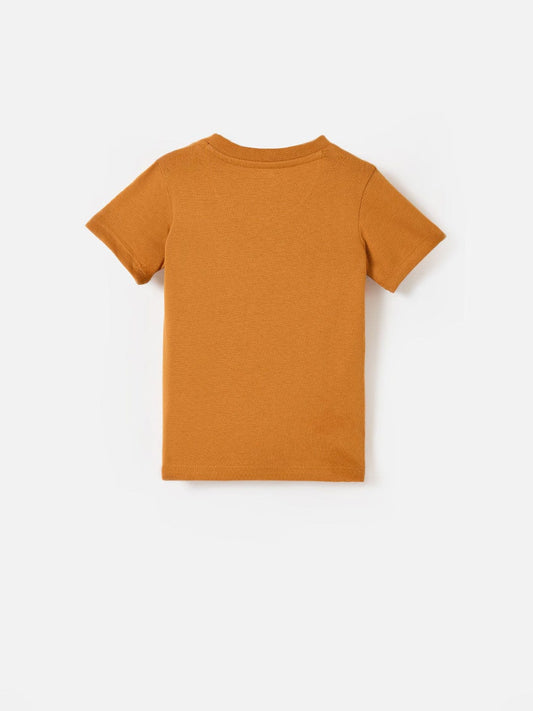 Blue Giraffe Boys Yellow Graphic Round Neck Tshirt