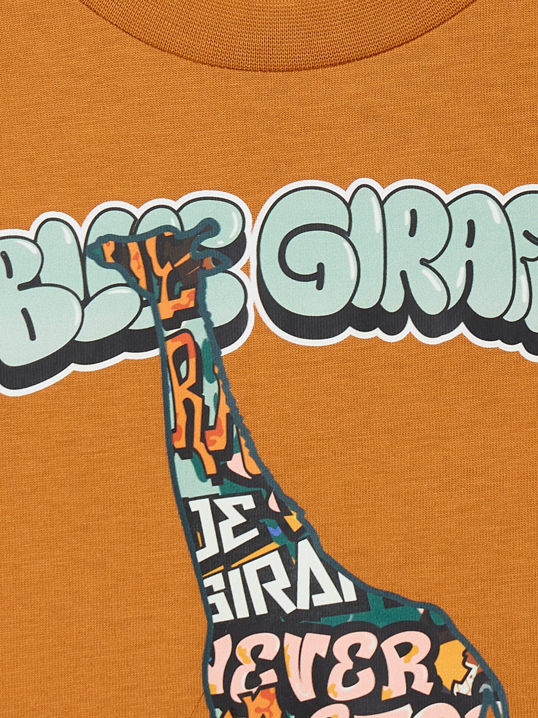 Blue Giraffe Boys Yellow Graphic Round Neck Tshirt