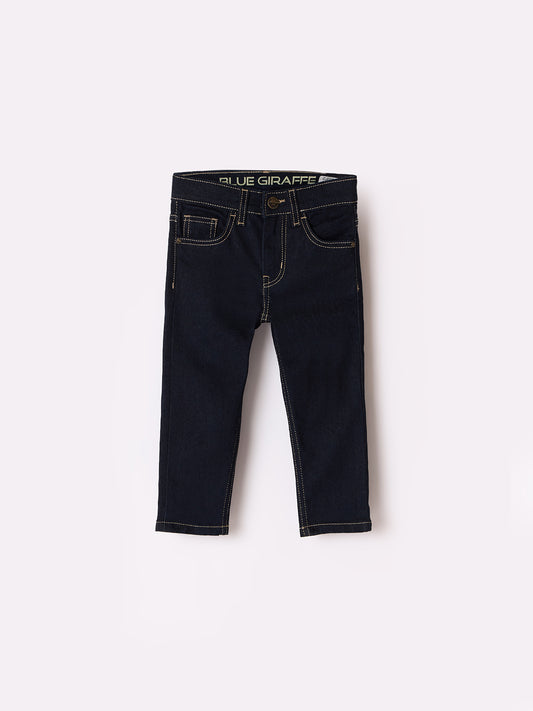 Blue Giraffe Boys Blue Slim Fit Solid Jeans