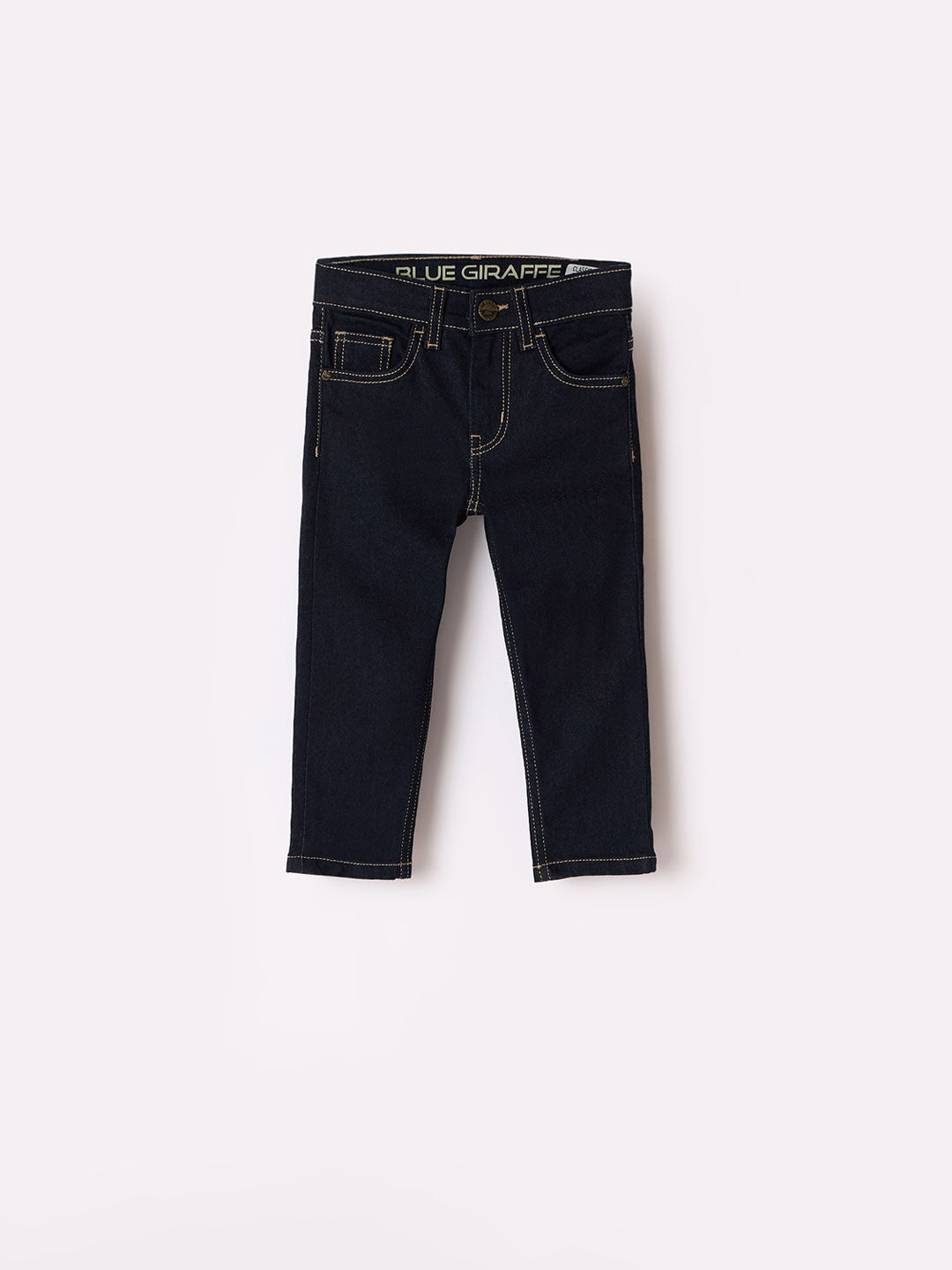 Blue Giraffe Boys Blue Slim Fit Solid Jeans
