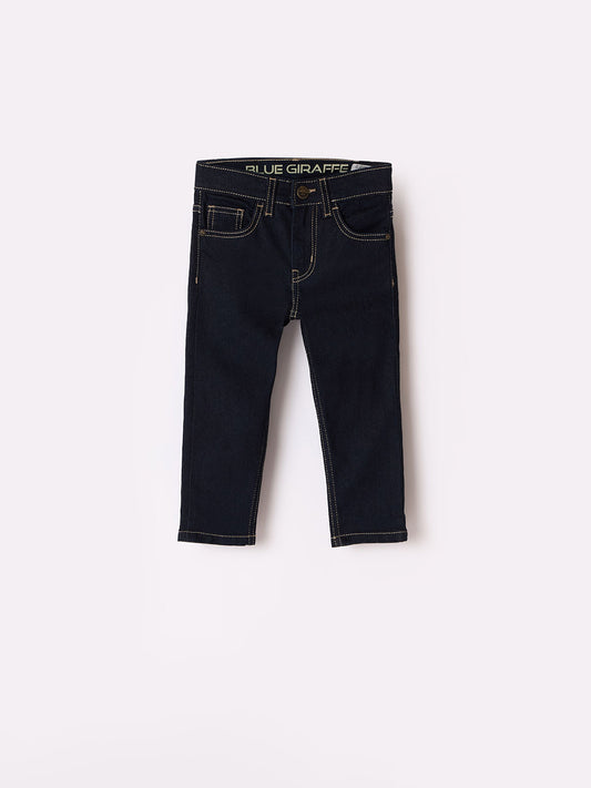 Blue Giraffe Boys Blue Slim Fit Solid Jeans
