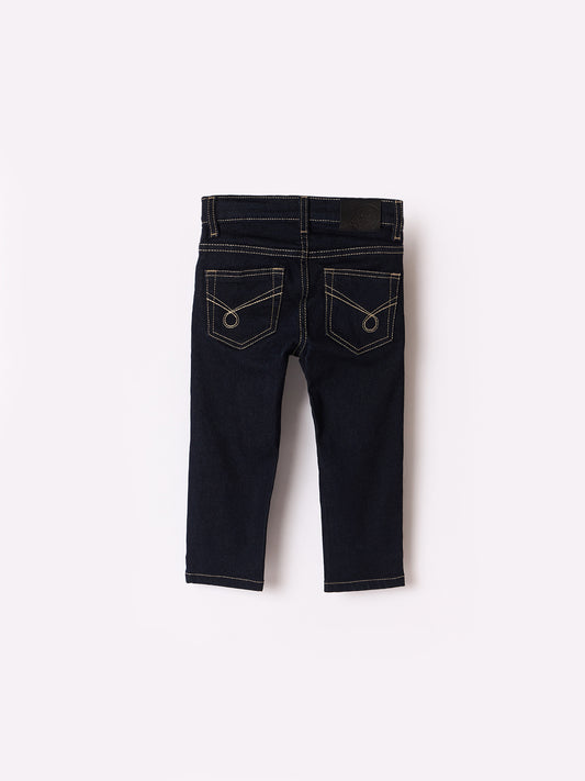 Blue Giraffe Boys Blue Slim Fit Solid Jeans