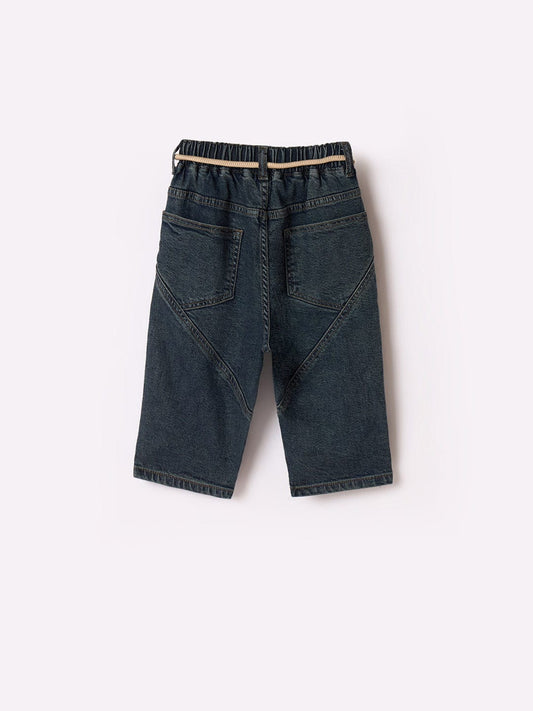 Blue Giraffe Boys Blue Boxy Fit Graphic Jeans