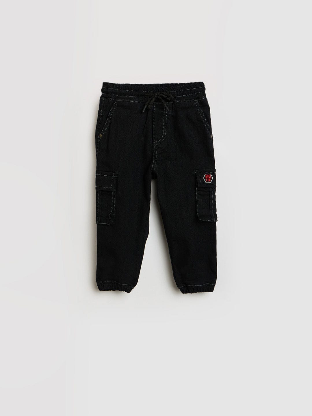 Blue Giraffe Boys Black Jogger Fit Denim Jeans