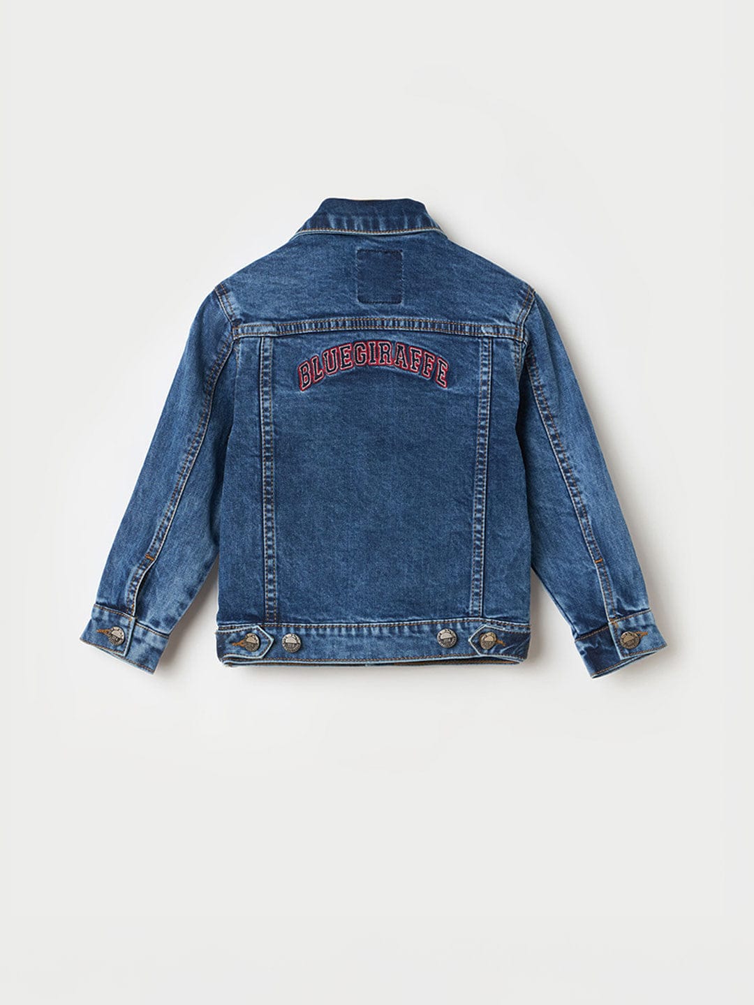 BLUE GIRAFFE Boys Blue Solid Shirt Collar Denim Jacket