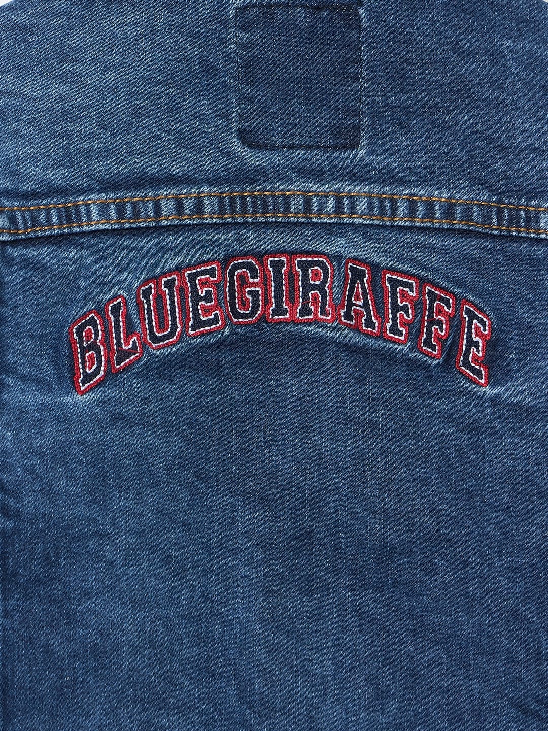 BLUE GIRAFFE Boys Blue Solid Shirt Collar Denim Jacket