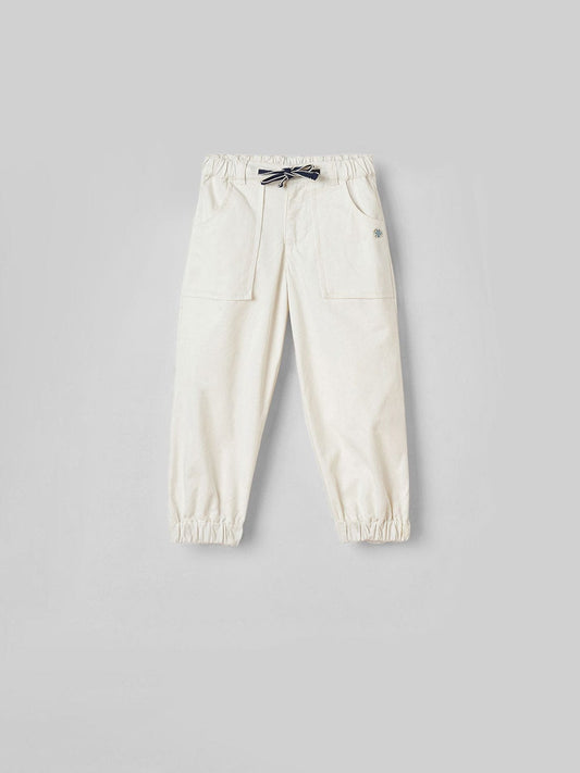 Blue Giraffe Boys White Regular Fit Solid Trouser