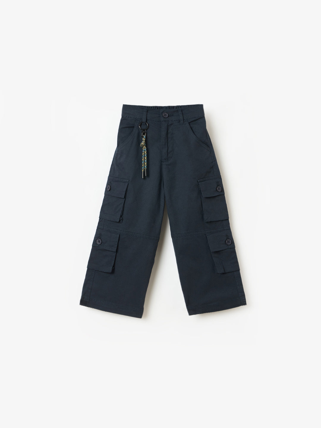 Blue Giraffe Boys Blue Regular Fit Solid Trouser