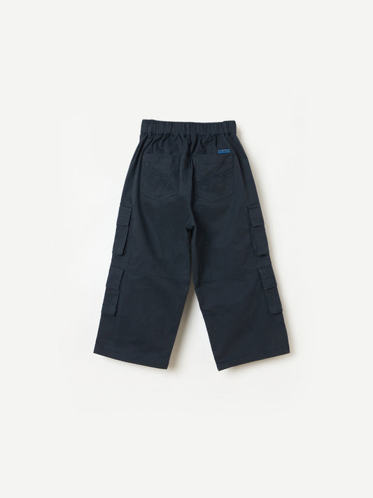 Blue Giraffe Boys Blue Regular Fit Solid Trouser