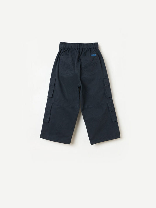Blue Giraffe Boys Blue Regular Fit Solid Trouser