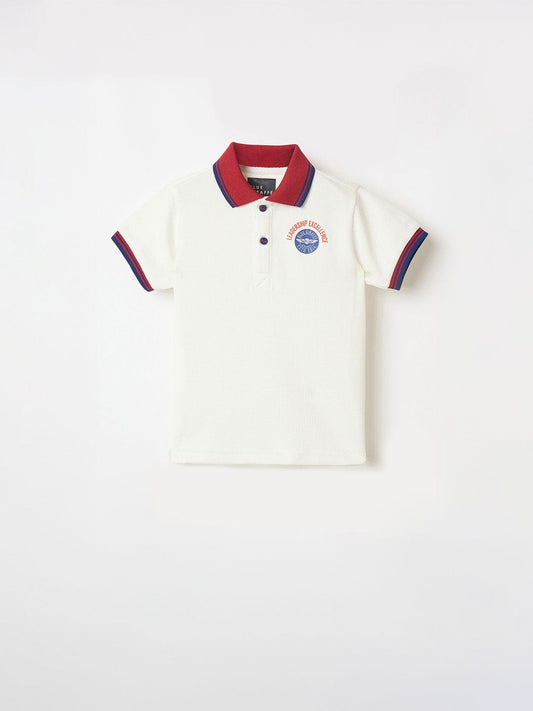 Blue Giraffe Boys Blue Graphic Polo Tshirt