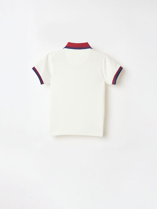 Blue Giraffe Boys Blue Graphic Polo Tshirt