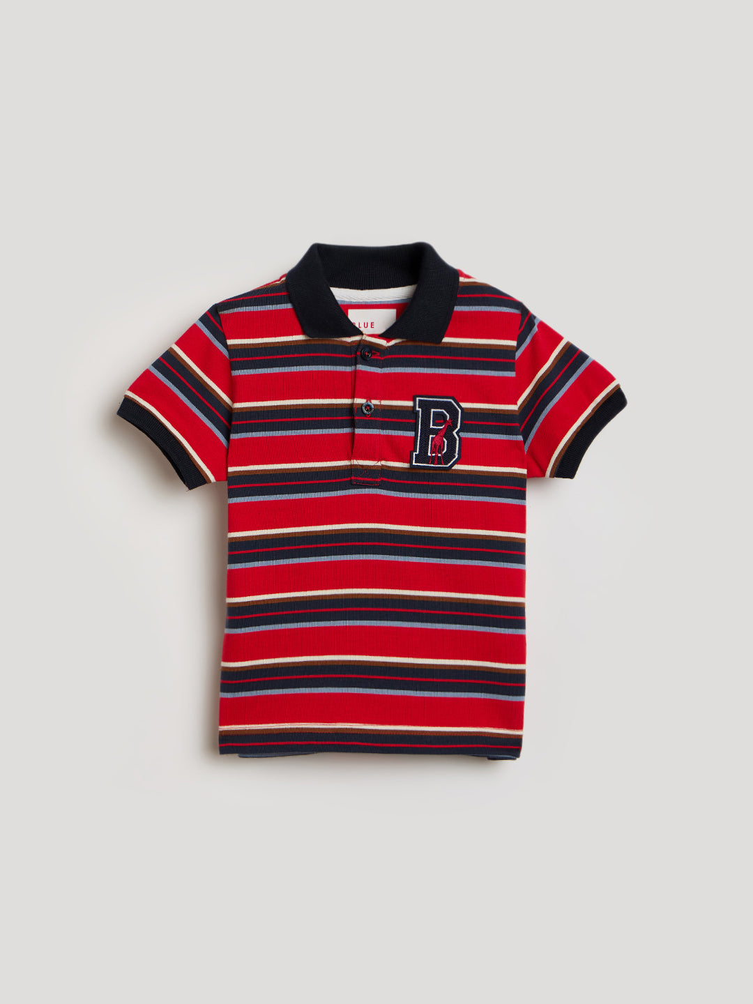 Blue Giraffe Boys Multicolor Striped Polo Tshirt