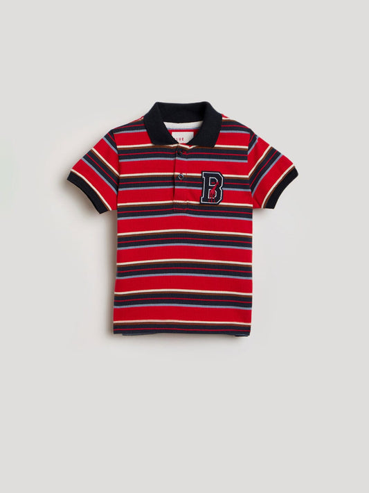 Blue Giraffe Boys Multicolor Striped Polo Tshirt