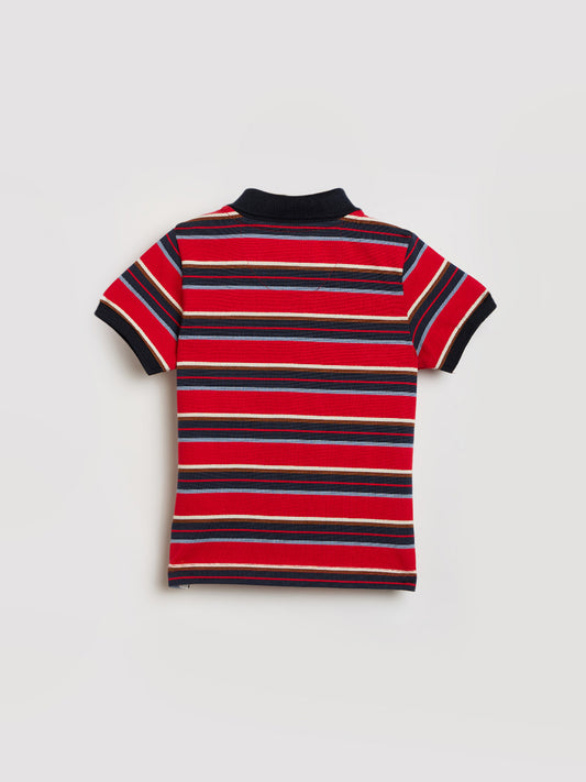 Blue Giraffe Boys Multicolor Striped Polo Tshirt