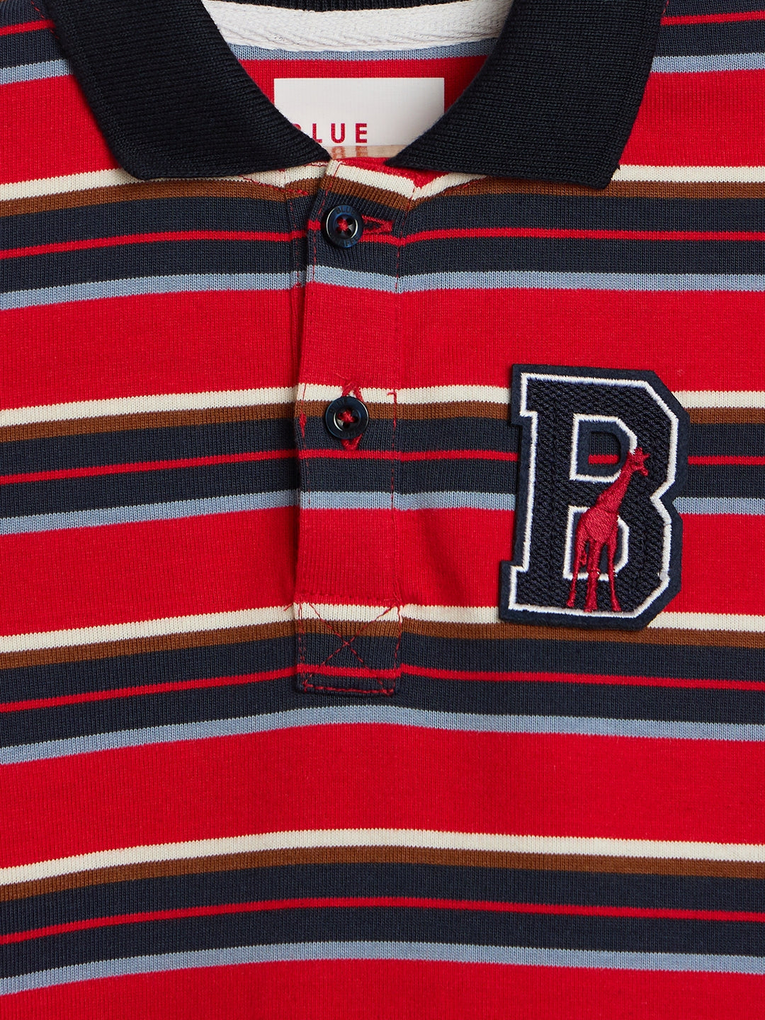 Blue Giraffe Boys Multicolor Striped Polo Tshirt