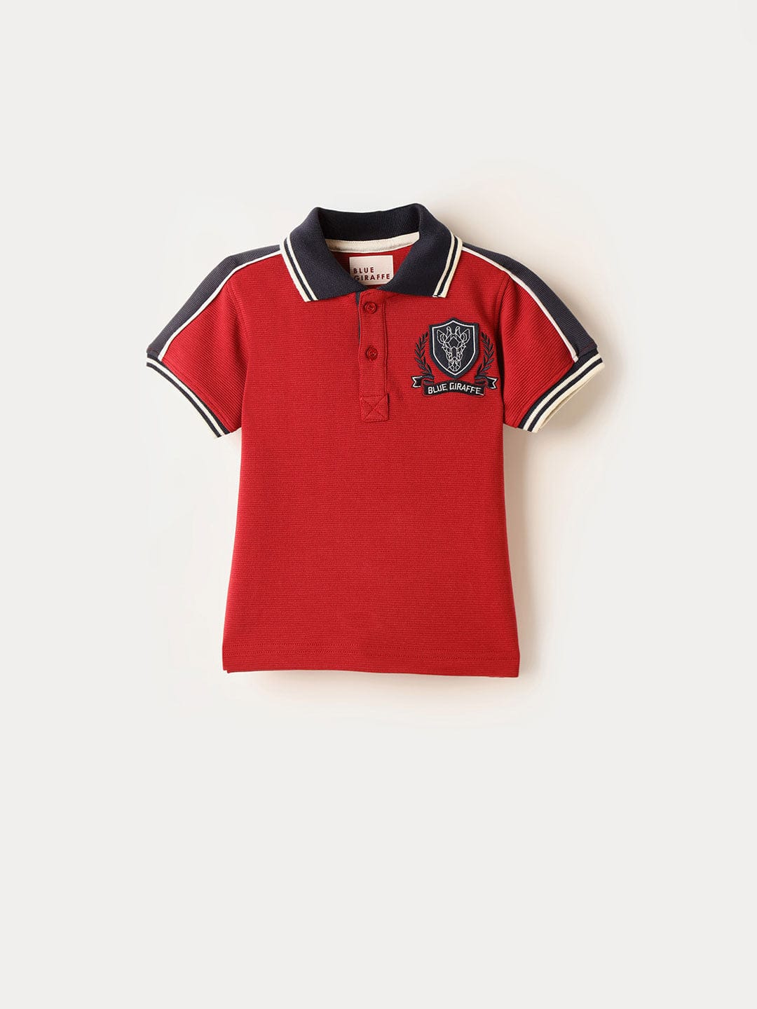 BLUE GIRAFFE Boys Red Knitted Pullover Polo T-Shirt