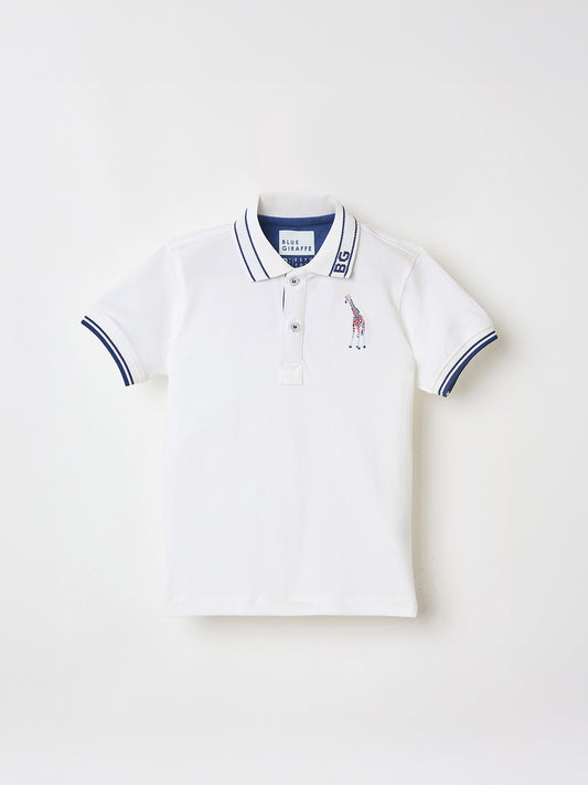 Blue Giraffe Boys Red Solid Polo Tshirt