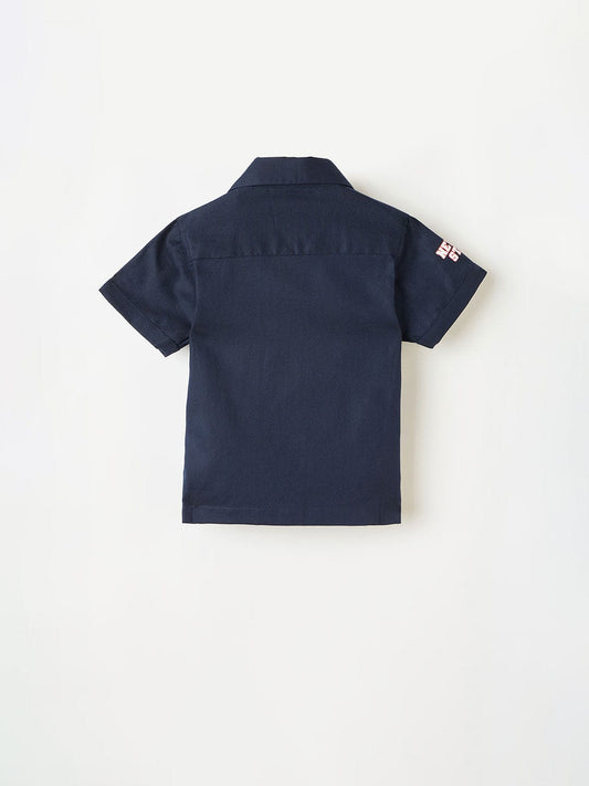 Blue Giraffe Boys Red Graphic Crew Neck Shirt