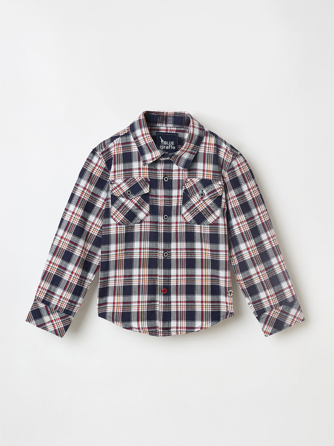 Blue Giraffe Boys Blue Checks Lapel Collar Shirt