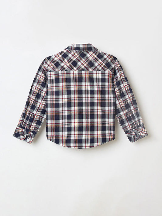 Blue Giraffe Boys Blue Checks Lapel Collar Shirt