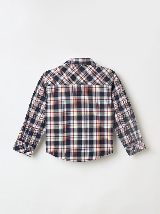 Blue Giraffe Boys Blue Checks Lapel Collar Shirt