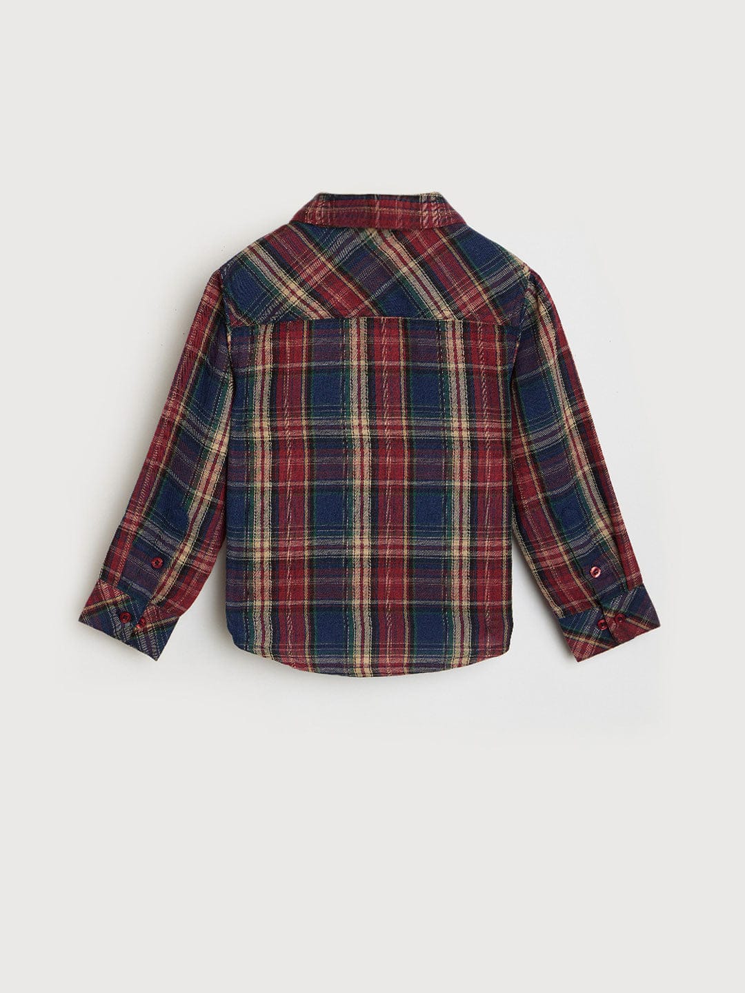 Blue Giraffe Boys Red Checks Collar Shirt