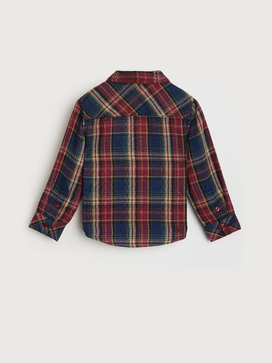 Blue Giraffe Boys Red Checks Collar Shirt