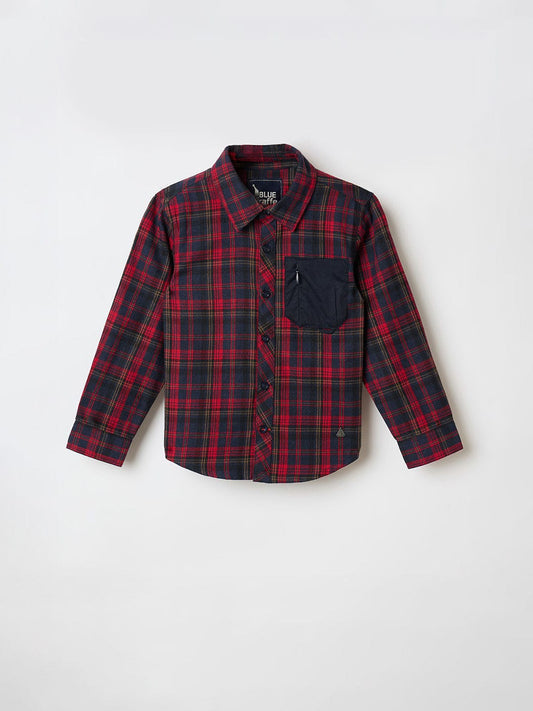 Blue Giraffe Boys Multi Checks Collar Shirt